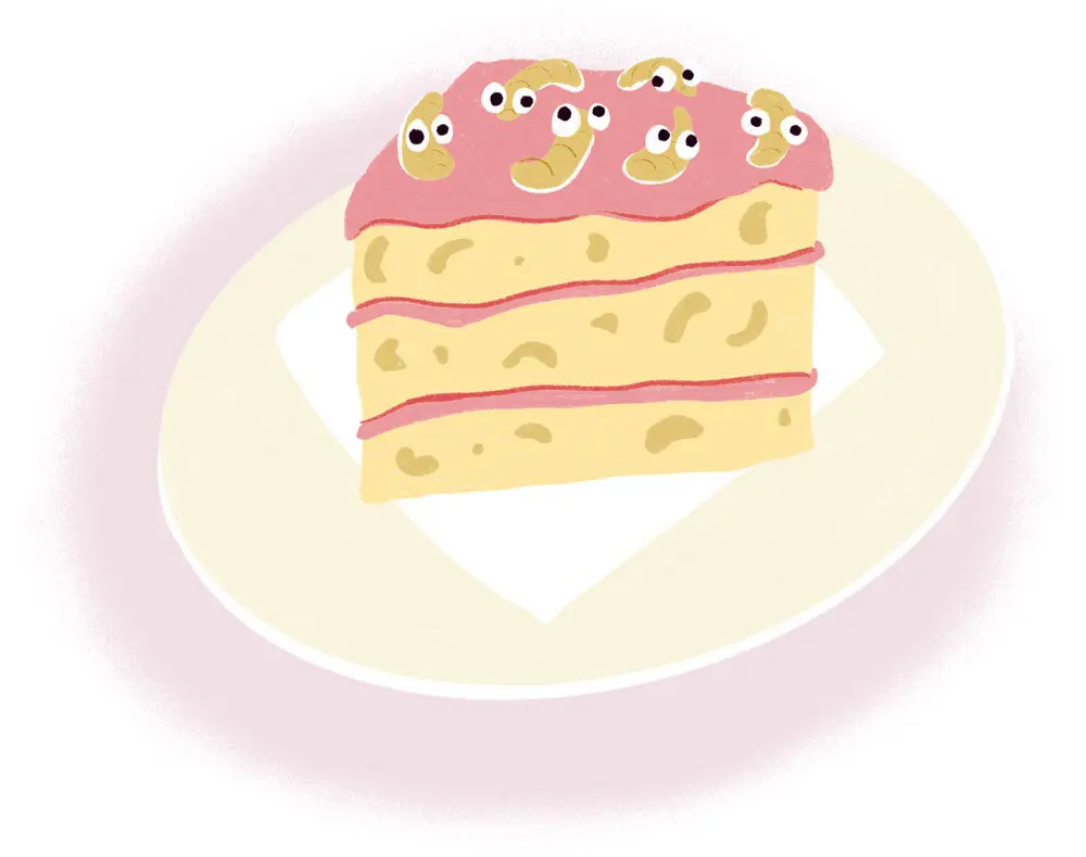 cake with worms on top