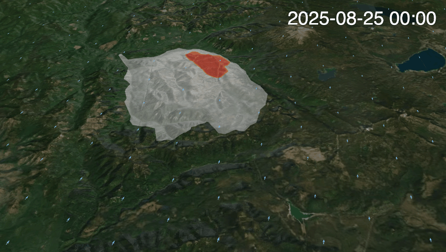 An animation of a fire's progression over time